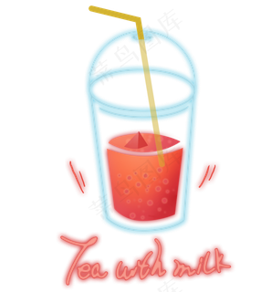 夏季光感灯管西瓜汁,免抠元素