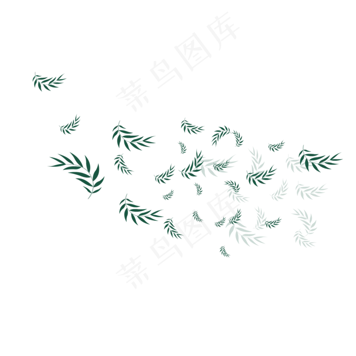 手绘植物树叶漂浮的叶子,免抠元素(1024*1369px 72 dpi )ai矢量模版下载