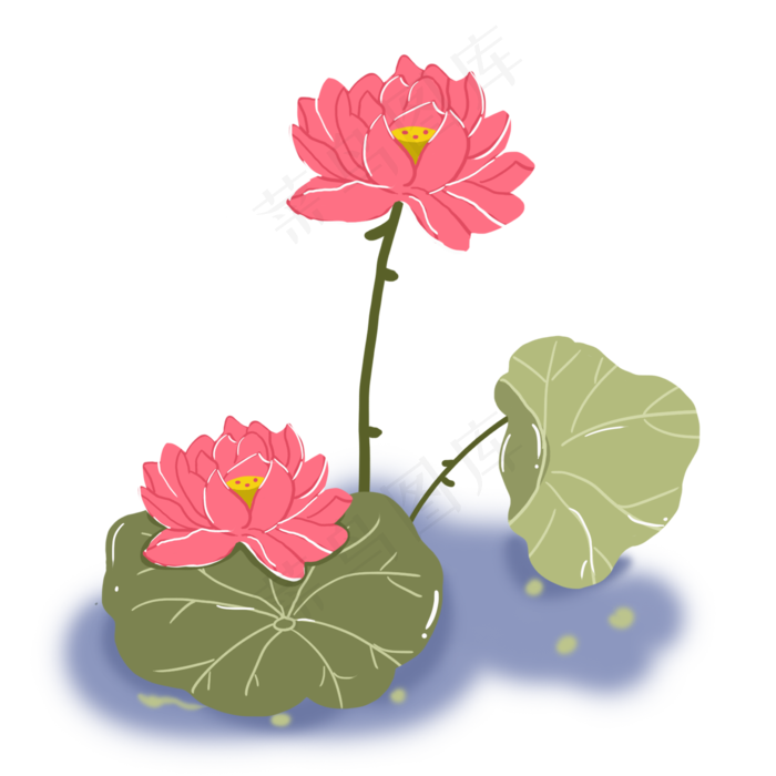 清新荷塘免扣素材(2000X2000(DPI:300))psd模版下载