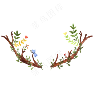 鹿角与花组合可商用元素