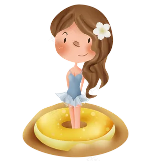 沙滩上游泳圈和少女,免抠元素