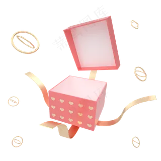 C4D红色喜庆礼盒,免抠元素