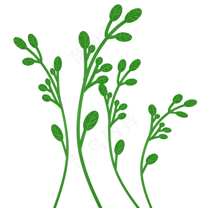 手绘立体热带植物绿色树叶叶子