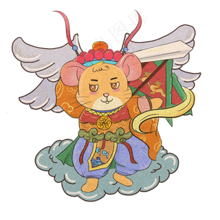 2020鼠年门神新年新春,免抠元素