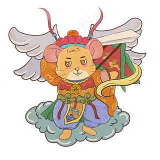 2020鼠年门神新年新春,免抠元素