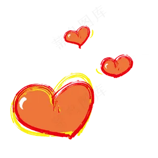 情人节感恩节红色手绘可爱笔触感,免抠元素