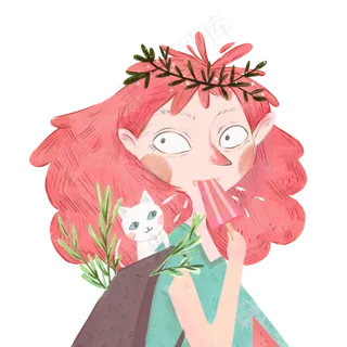 立夏吃冰棒的少女