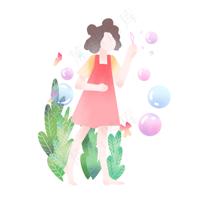 立夏吹泡泡的女孩