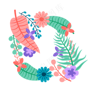 卡通夏至夏天花儿叶子免扣素材