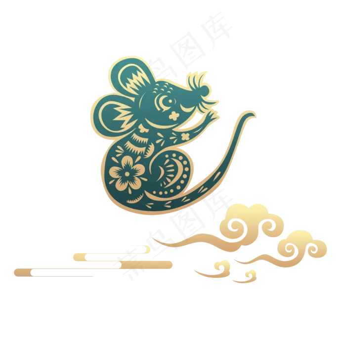 鼠年烫金老鼠装饰,免抠元素(2203X2203(DPI:300))psd模版下载