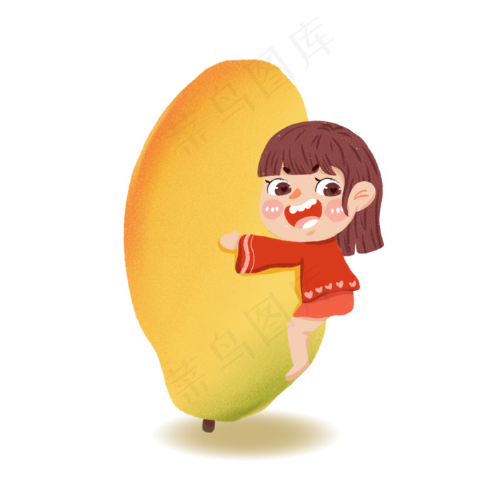 抱着硕大芒果的女生