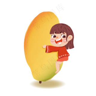 抱着硕大芒果的女生