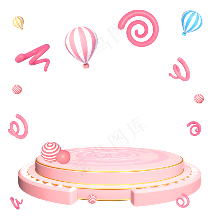 粉色电商促销舞台展台,免抠元素