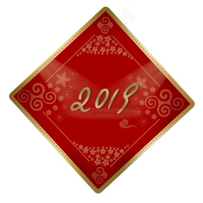 2019新年元旦跨年红金色装饰,免抠元素