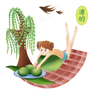 趴在青团的小女孩 趴在青团的小女孩