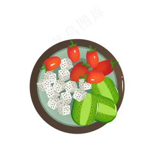 鲜果拼盘卡通手绘