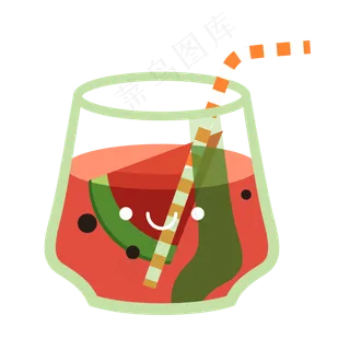 夏日饮料果汁矢量红色的西瓜果汁