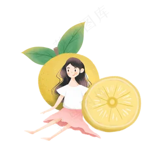 抱着柠檬的女孩