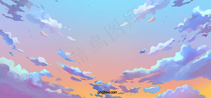 渐变色创意漫画手绘天空云彩(1920*900px 	       )psd模版下载