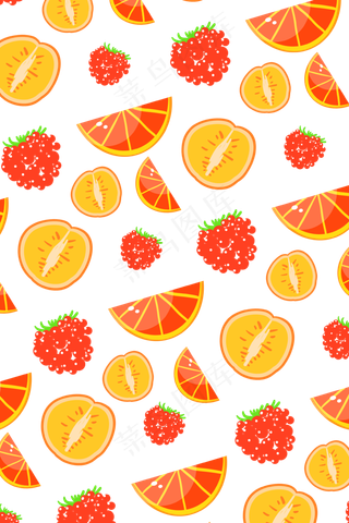 手绘红柚子底纹装饰
