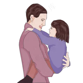 父亲和孩子拥抱手绘