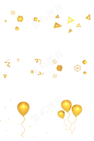 C4D立体电商漂浮元素金色漂浮合集,免抠元素