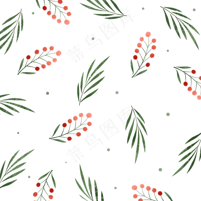 小清新植物水彩底纹,免抠元素