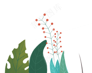 手绘绿色生活草叶子