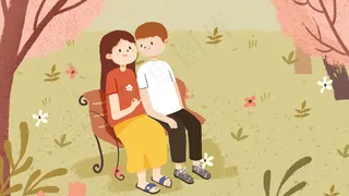 情侣夏日午后在户外约会