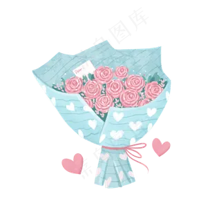 七夕节玫瑰花束免抠素材