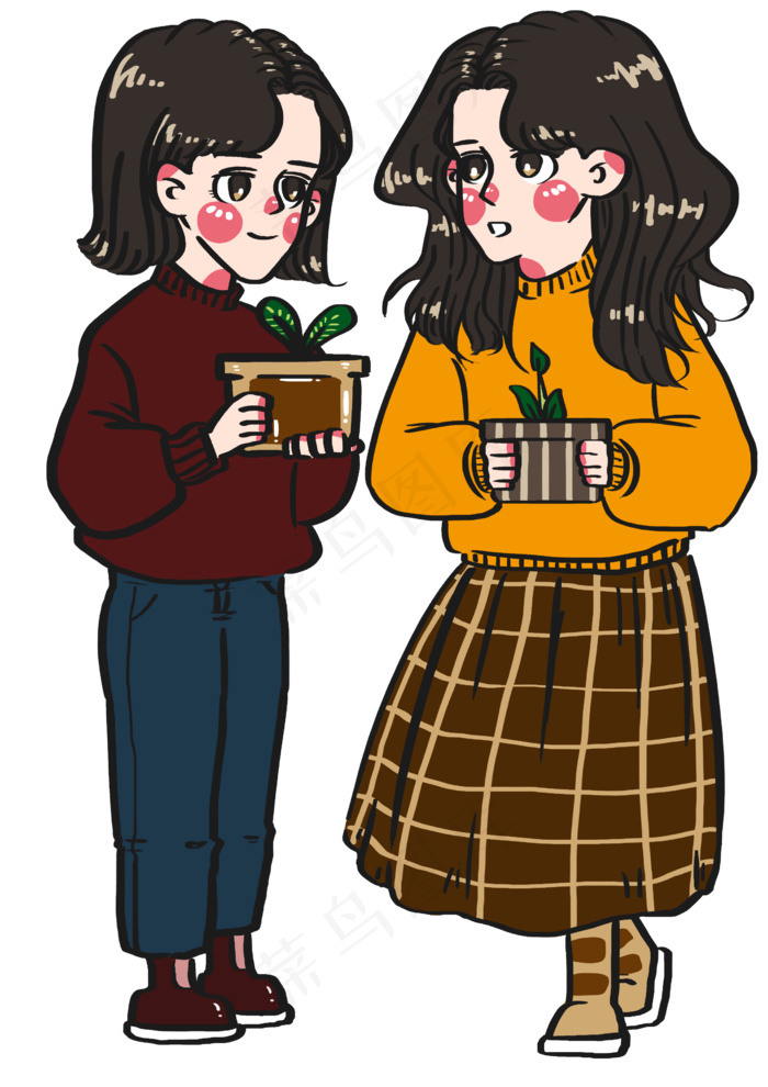 植树节漂亮女孩之间的植物养殖比