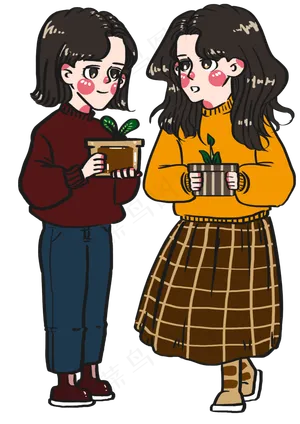 植树节漂亮女孩之间的植物养殖比