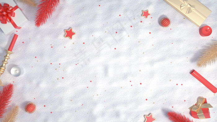 C4D圣诞双旦雪地俯视背景