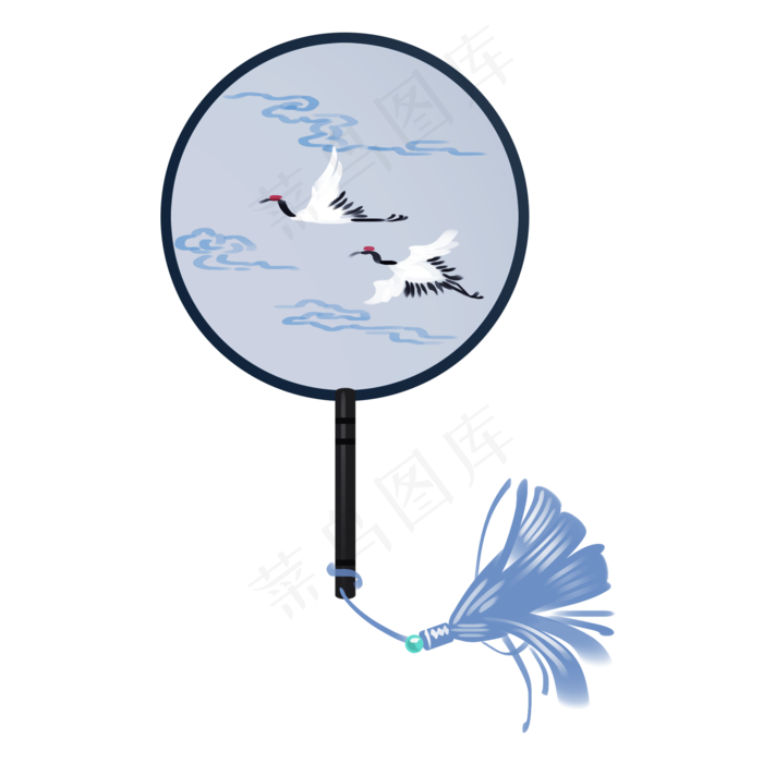 中国风喜鹊扇子插画,免抠元素