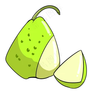 切开一块的梨子