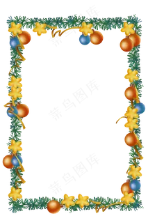 圣诞节彩色装饰球边框,免抠元素