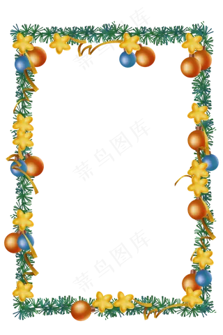 圣诞节彩色装饰球边框,免抠元素
