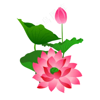 手绘卡通免扣荷花 手绘卡通免扣荷花