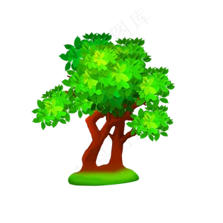 春天的绿色大树植树节
