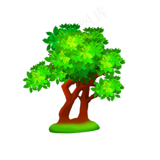 春天的绿色大树植树节