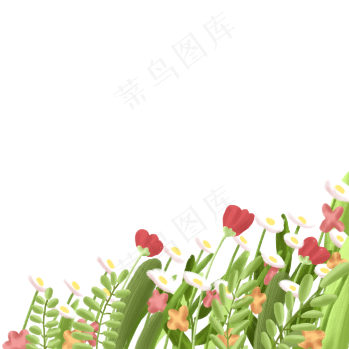 彩绘水彩路边的花朵免抠图(2000X2000(DPI:300))psd模版下载