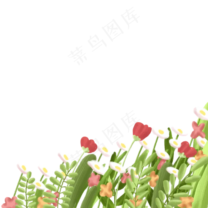 彩绘水彩路边的花朵免抠图(2000X2000(DPI:300))psd模版下载