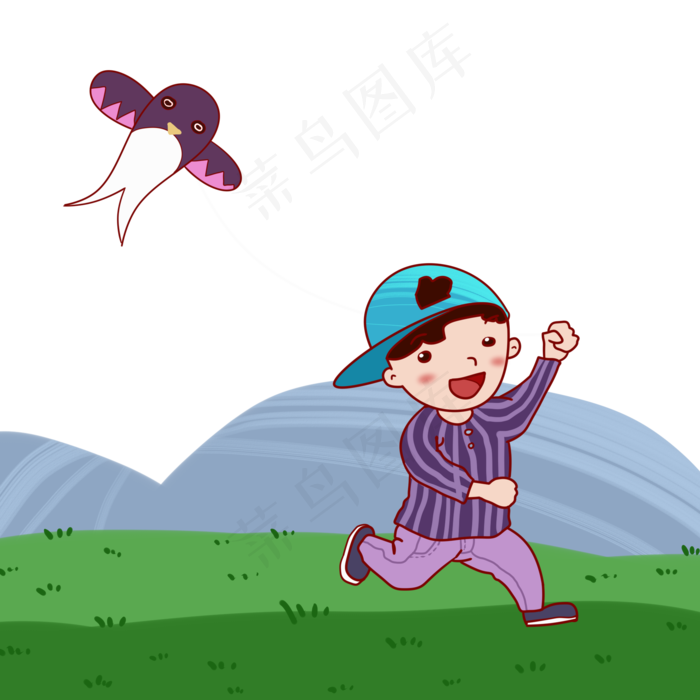 立春放风筝的小男孩