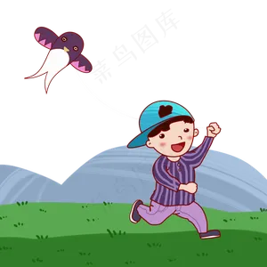 立春放风筝的小男孩