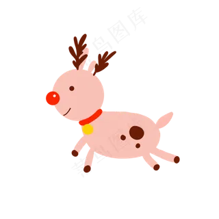 圣诞节可爱麋鹿粉色平安夜PNG,免抠元素