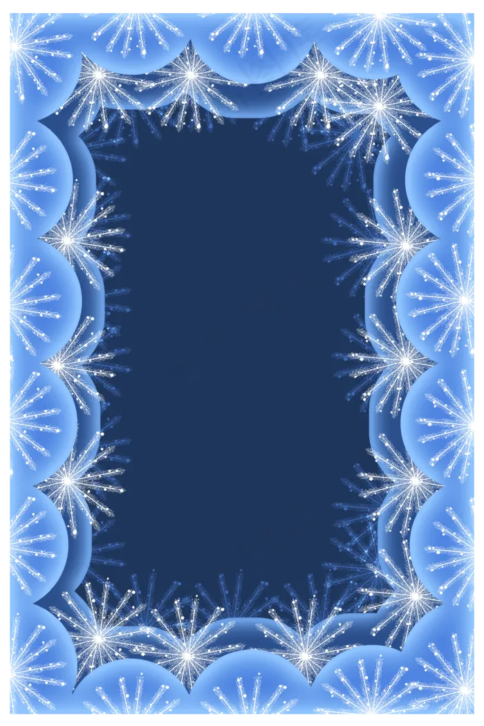 雪花蓝色立体边框,免抠元素(3543X5315(DPI:299))psd模版下载