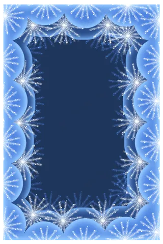 雪花蓝色立体边框,免抠元素