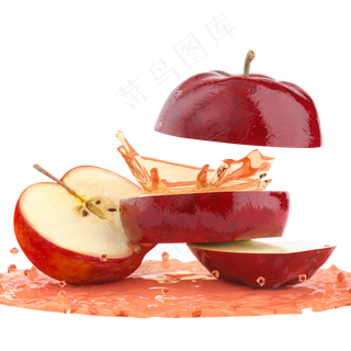 C4D立体简约苹果果汁抽象元素