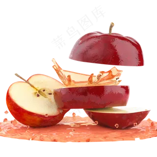 C4D立体简约苹果果汁抽象元素