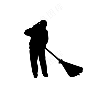 五一劳动节清洁工剪影